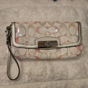 Coach Multicolor Signature Wristlet Clutch With Hang Tag